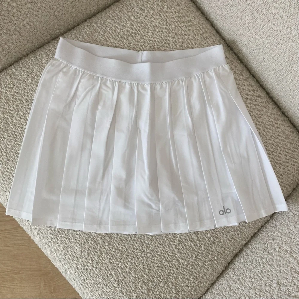 ALO Yoga White Varsity Tennis Skirt Size XS